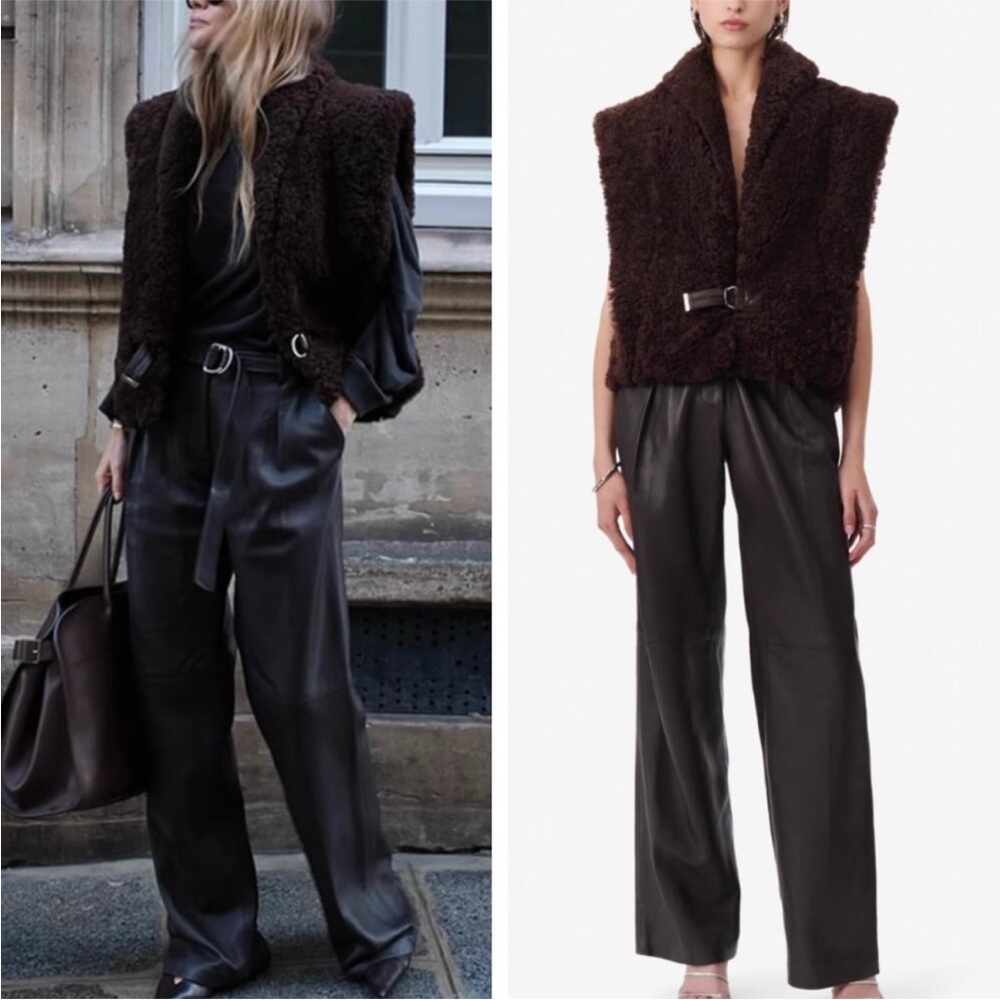 NWT IRO PARIS Midaos Sheepskin Jacket in brown